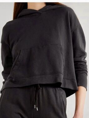 James Perse Relaxed Cropped Hooded Sweatshirt